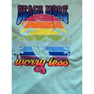 Beach More Worry Less Super Soft Crew Neck T-Shirt New Size Large